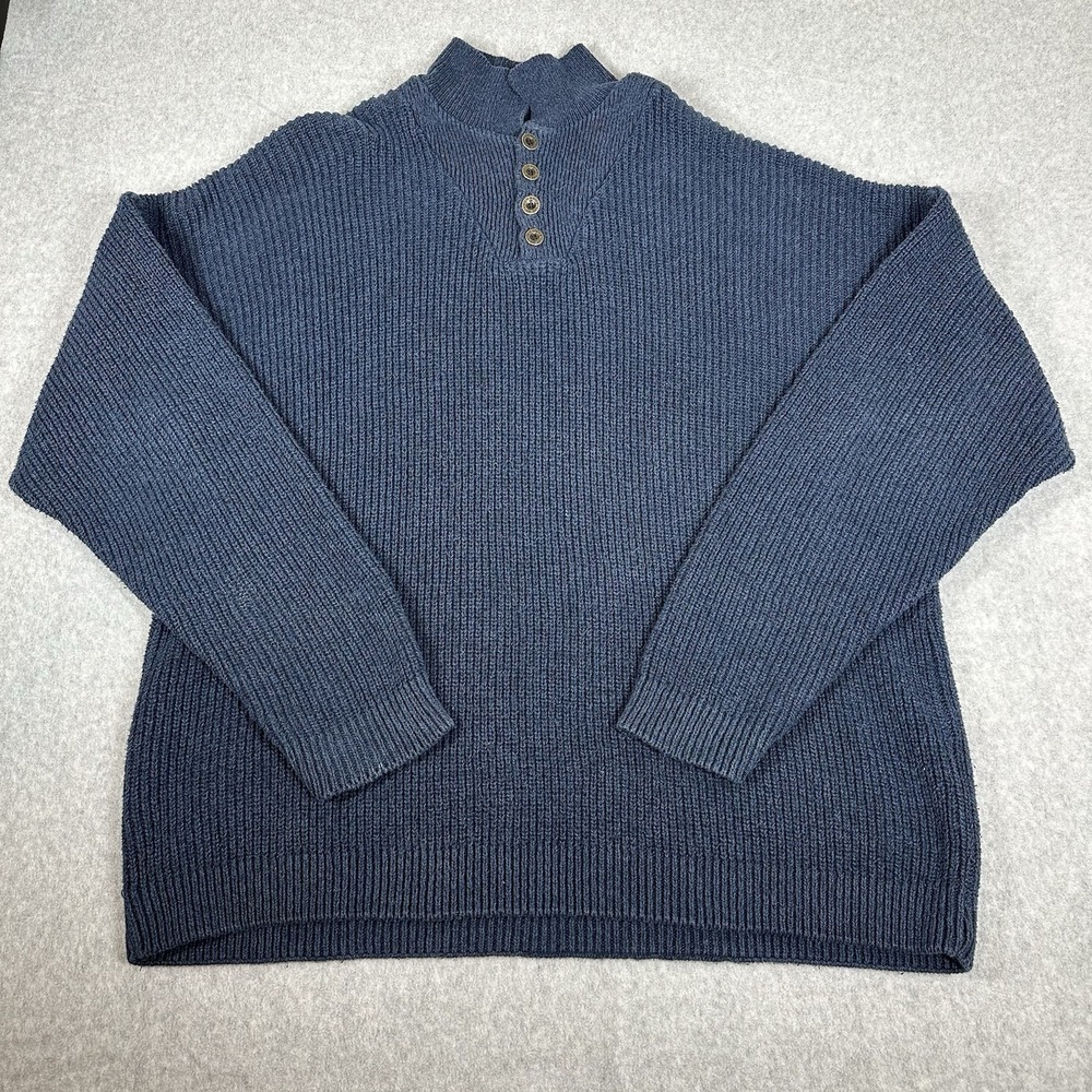 Eddie Bauer Men's Vintage 90s Ribbed Knit Fisherman Sweater Made In USA XL Tall